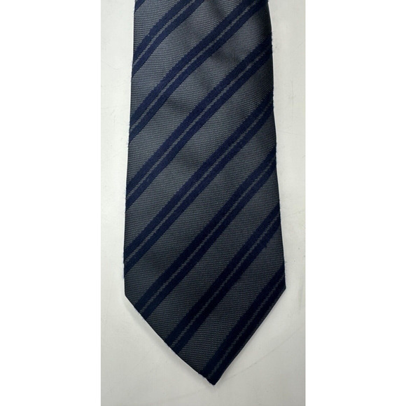 DOPPELGÄNGER Gray/Blue Striped Bamboo Blend Tie Necktie Designer - Picture 2 of 6